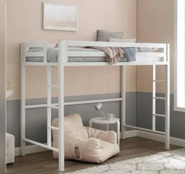 White Loft Bed Frame: Twin Size