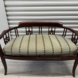 Antique Edwardian Mahogany settee bench with a Cane Seat