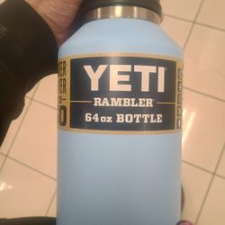 64oz Yeti Rambler, Sky Blue In Color.