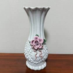 Vintage Antique Sophia Ann Milk Glass Hobnail Romantic Floral Porcelain Decorative Flower Vase