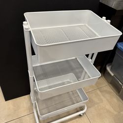 IKEA Metal Mesh 3 Tier Rolling Utility Cart 