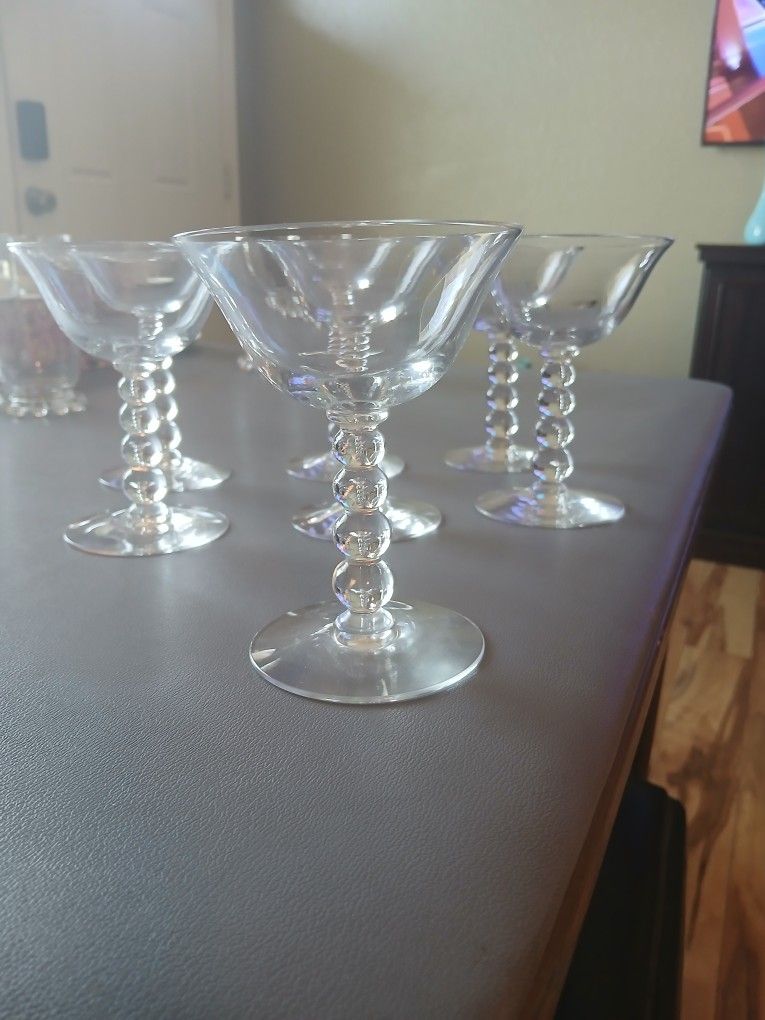 7 Imperial Glass Candlewick Champagne Glasses