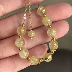 Natural Golden Rutile Quartz Bracelet 