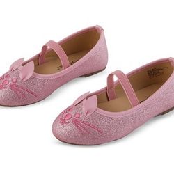 $10.00 Lily & Dan Girls' Ballet Flats Size 2/3 shoes Bunny face  Pink 