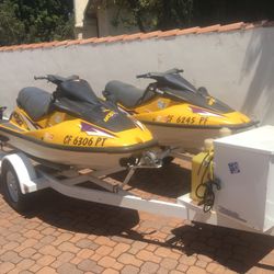 Two 1999 Kawasaki Jet Ski And Trailer 