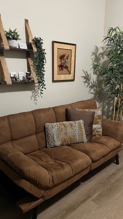 Mainstays 72" Memory Foam Futon Sofa Bed - Camel - Like New - $119 OBO