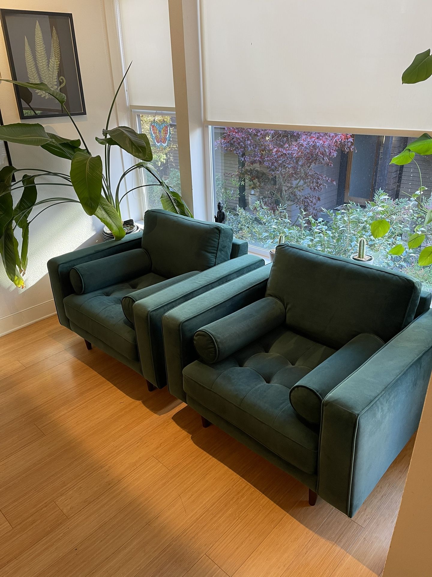 Henrietta Green Velvet Bolster Chair | $400 Each