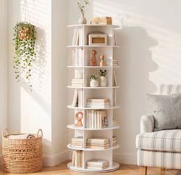 White Round Rotating Shoe Rack Tower Display Rack