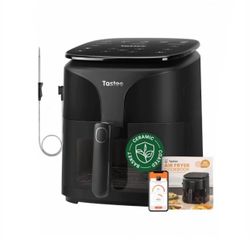 Ceramic Air Fryer, 8-in-1 Compact 5.5QT AirFryers, 450°F Digital Airfryer Dehydrator with Smart Probe, 24 Presets One-touch Cooking, In-app Rec