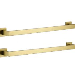 2-Pack Brushed Gold Towel Bars – 24” (NEW)