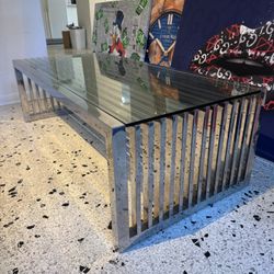 Glass And Chrome Coffee Table