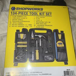 134 Piece Tool Kit Set Brand New Shop Works 