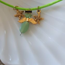 Lucky Green Jade Angel With Star Fishes