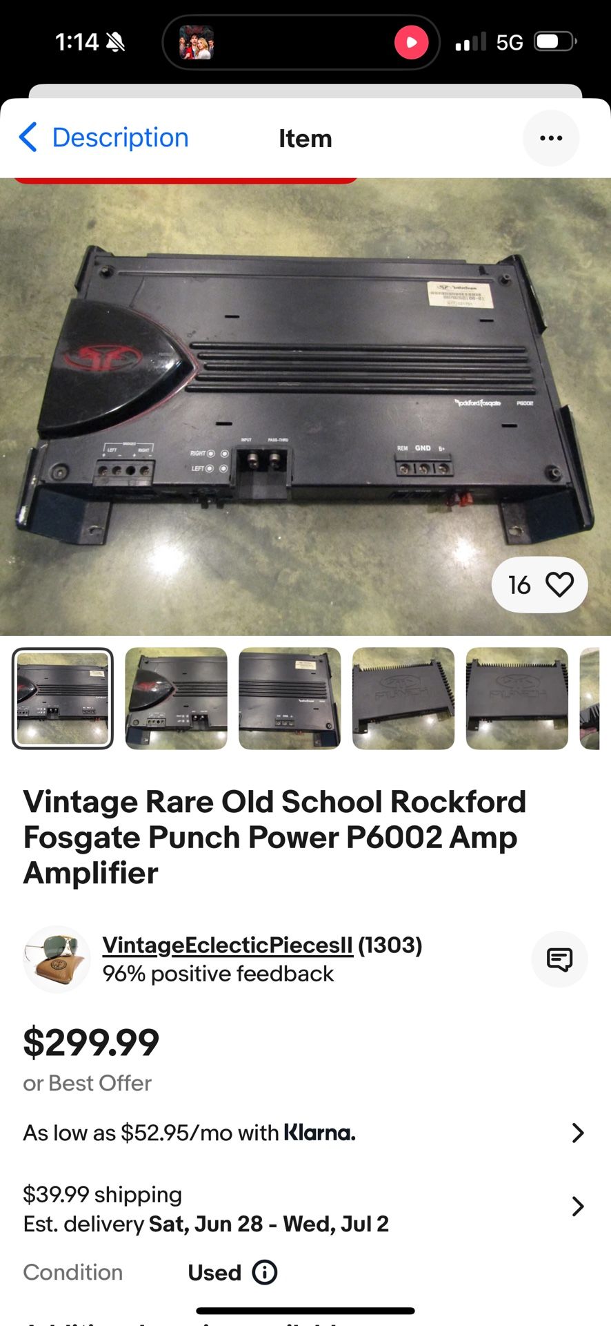 Vintage Rare Old School Rockford Fosgate Punch Power P6002 Amp Amplifier