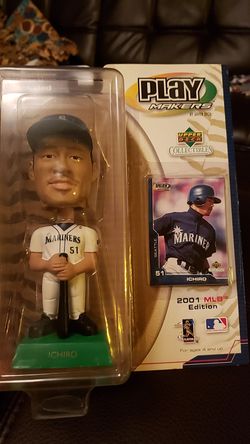 Brand New in Box Play Makers Ichiro Bobblehead Doll with Collectible Card included.