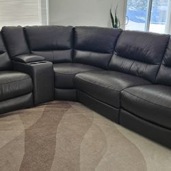 Macys Signature Leather Power Reclining Sectional Sofa