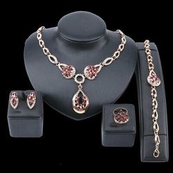 Women's Drop Crystal Jewelry Set - Purple