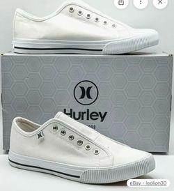 Hurley Women's Chloe No Laces Slip-on Canvas Sneaker Shoes White size 7.5 new