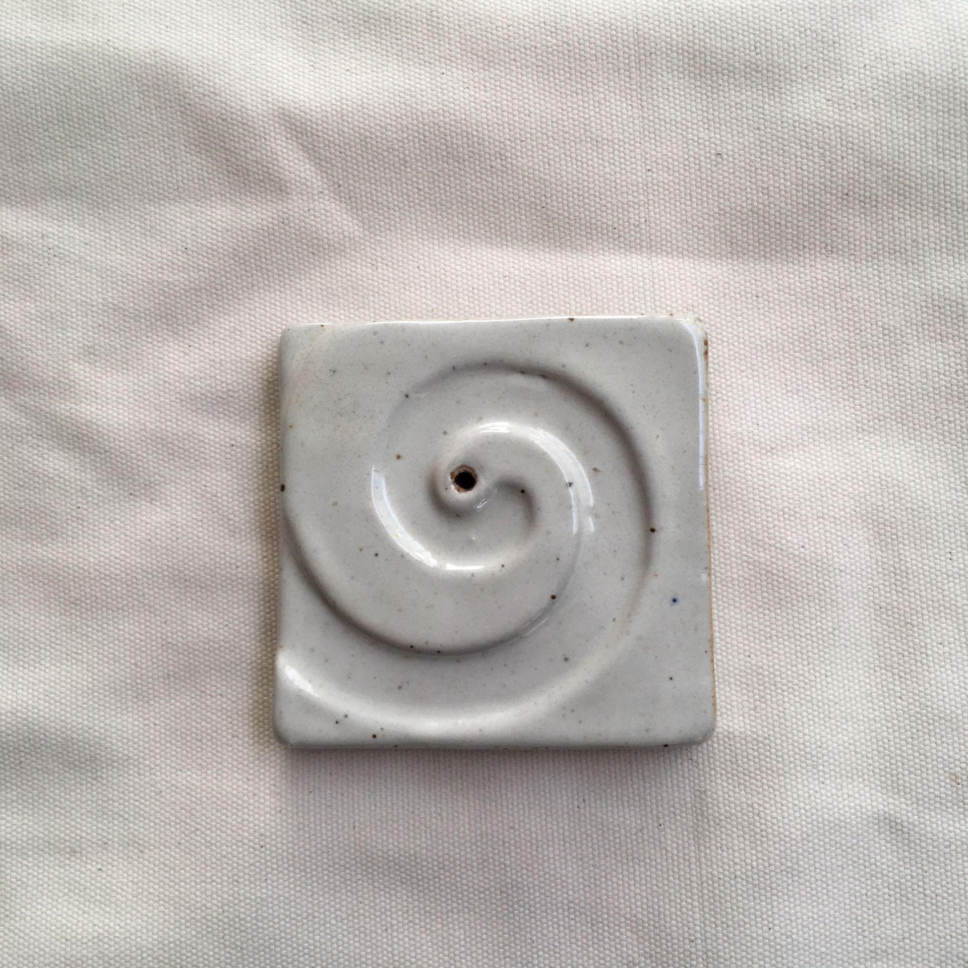 Handmade Ceramic Tile Spiral Sparkly Incense Holder