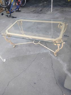 Gold and glass coffee table
