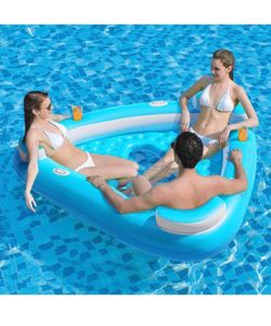 Floating Island Pool Float - Inflatable Lake Float Pool Lounger Raft Water