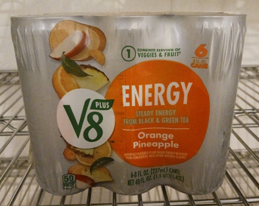 6 CANS/PK V8 PLUS ENERGY ORANGE PINEAPPLE 9 PKS AVAILABLE SELL TOGETHER OR SEPARATELY PRICE PER PK