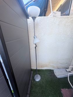 Silver Torchiere Floor Lamp with Reading Light - Excellent Condition