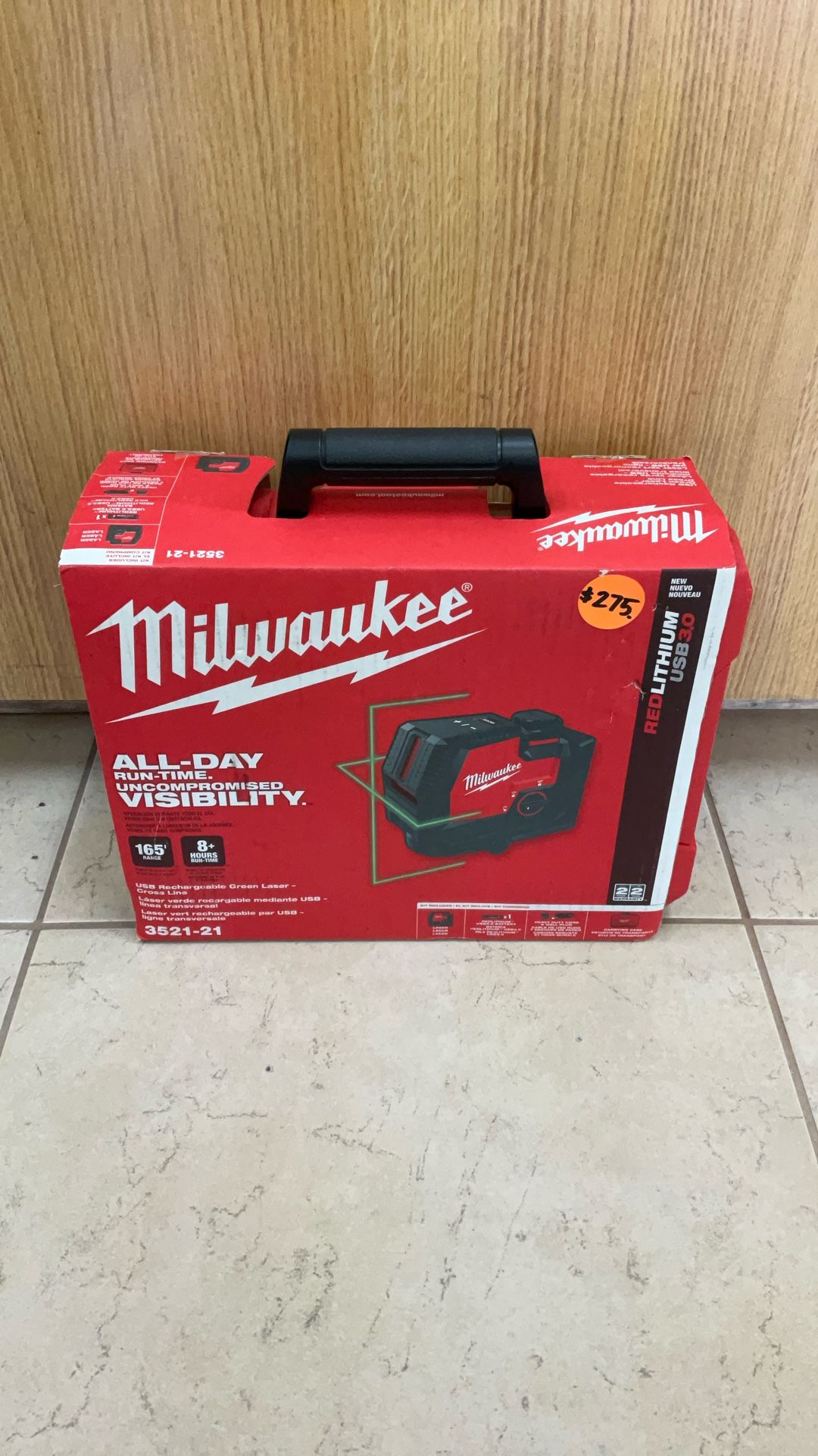 MILWAUKEE 3521-21 USB RECHARGEABLE GREEN LASER-CROSS LINE.
