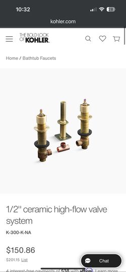 Kohler High Flow Valve 