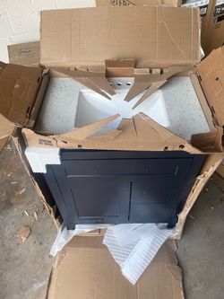 Home Decorators Collection Clady 31 in. Single Sink Deep Blue Bath Vanity with Silver Ash Cultured Marble Top (Assembled)