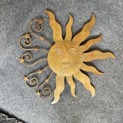 Metal Sun Moon Wall Decor Large 24” Outdoor Indoor Garden Art 