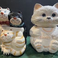 Vintage Bico Ceramic Cat Cookie/treat Jars 