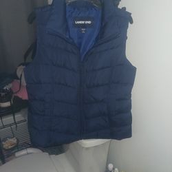 NEW LANDS END  WOMEN'S  Puffer Jackst 600 Vest Blue 100% Polyester Full Zip Small
