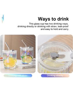 Glass Cups with Lids and Glass Straws 2 PCS Set, 14oz Drinking Glass  Tumbler Iced Coffee Cups with Lids, Cute Glasses Tumbler Cup Ideal for  Everyday for Sale in Elk Grove, CA 