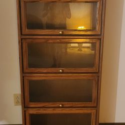 2 Oak Bookcases/display Case