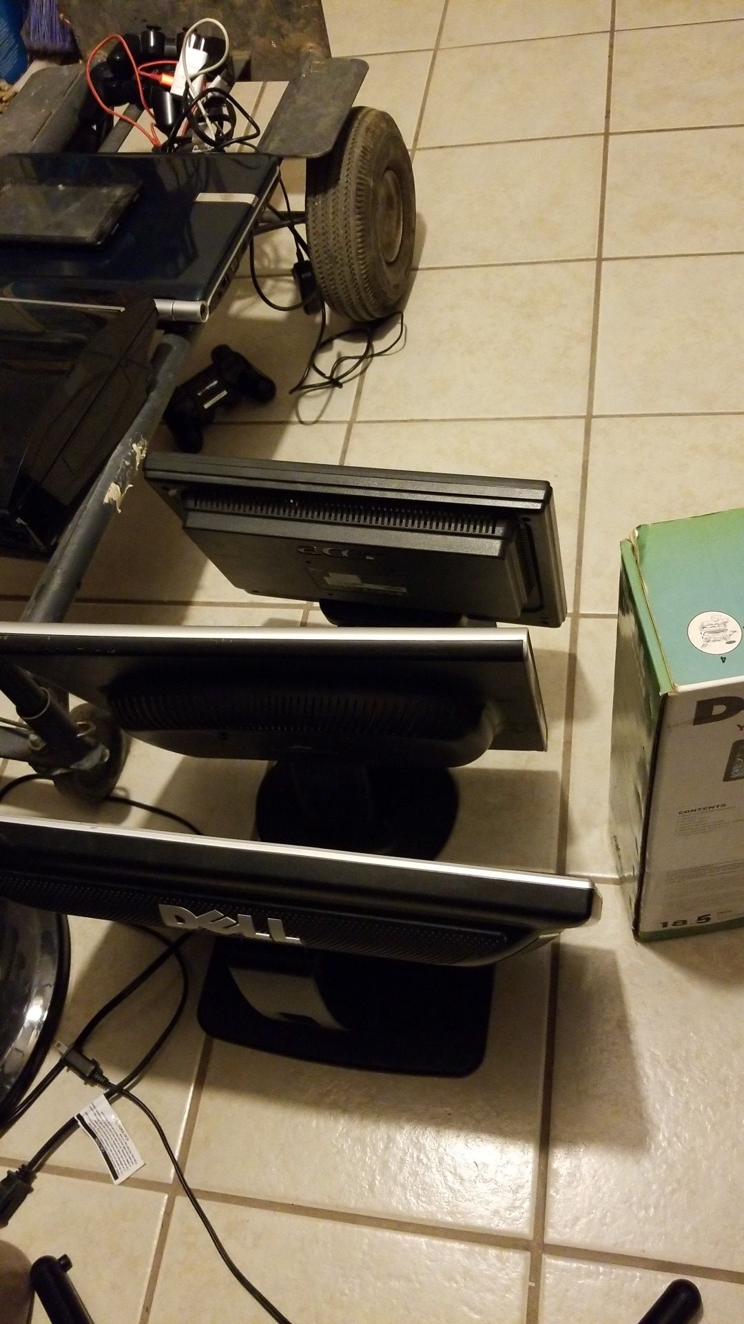 4 computer monitors.