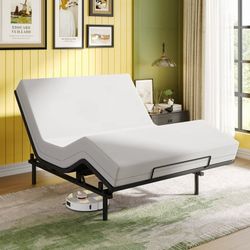 Basic Full Size Ergonomic Adjustable Bed Frame Base with Upgraded Motor 2.0, Wireless Remote Control, Independent Head & Foot Incline, Base Only