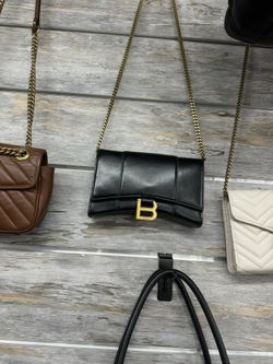 Balenciaga Hourglass Leather Wallet On Chain