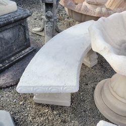Concrete Plain Curved Benches / Cement Garden Patio Bench / Outdoor Patio Furniture