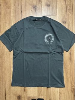 Grey ch tee with metal cross designs size-L