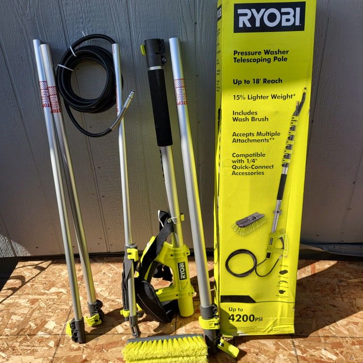 Ryobi 18 ft. Extension Pole with Brush for Pressure Washer