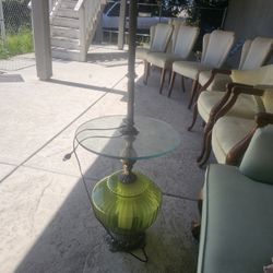 Mid Century Glass Globe Base Lamp