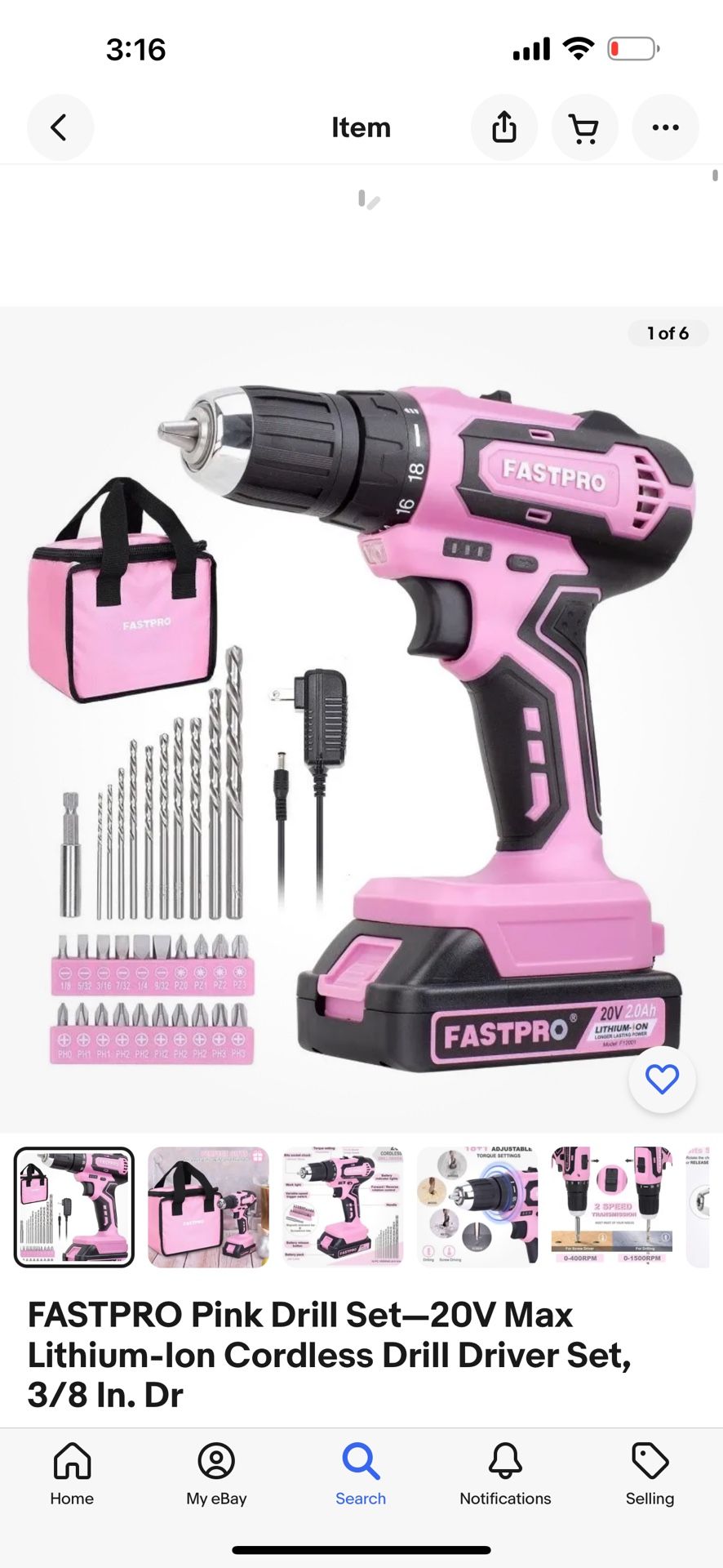 Fast Pro Drill Set New Comes With Pink Took Bag Lithium Ion Battery And Bits 