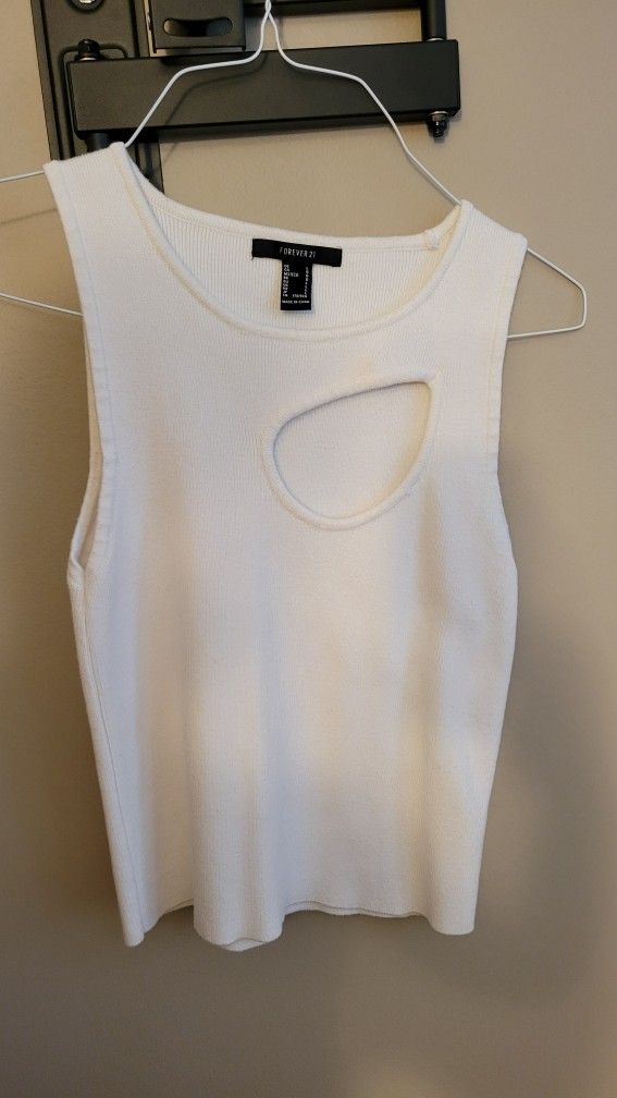 Forever 21 White Cutout Tank Top