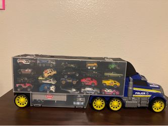 Police Car Carrier Transporter Case PACKED with 36 Toy Cars