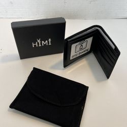 NIB HIMI Genuine Leather RFID Blocking Bifold Stylish Wallet With 2 ID Window