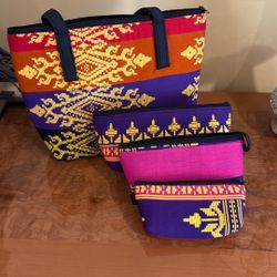 Purse Handbag With Matching Make Up Bags