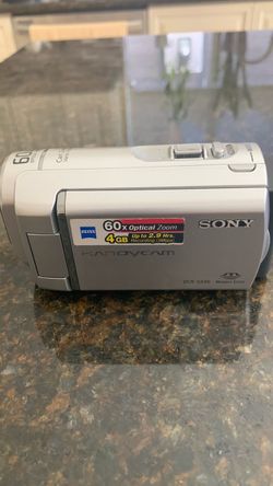 Silver Sony Handycam DCR-SX40 digital camcorder featuring 4GB of internal flash memory and a Carl Zeiss 60x optical zoom lens