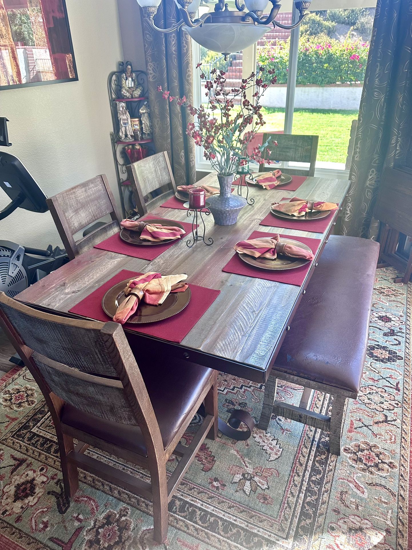 Rustic Wood Dining Table Set