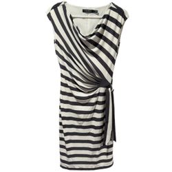 Lauren Ralph Lauren Size 6 White & Gray Striped Mini Dress
